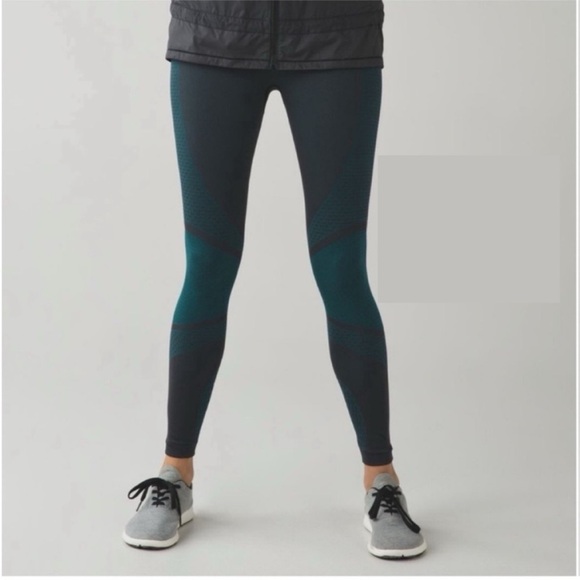 Lululemon About That Base Teal Seamless Workout Leggings Athletic Tights Size 2 - Picture 1 of 11